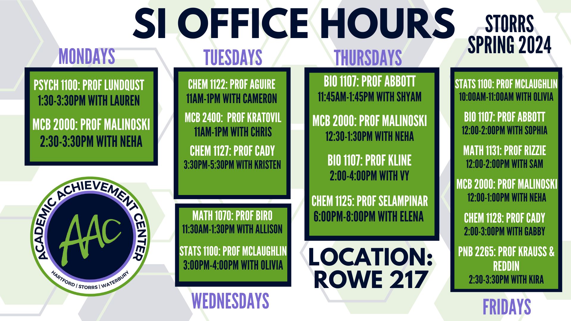 Office hours for SI graphic