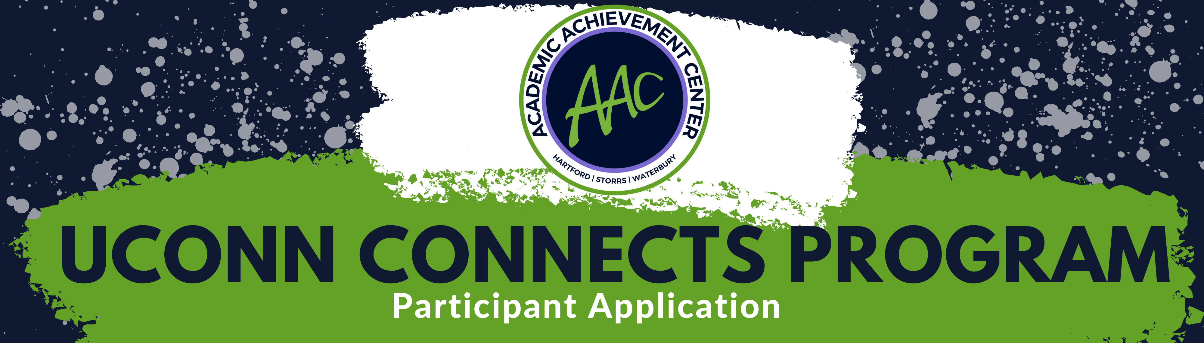 Decorative graphic with the AAC logo with the text reading UConn Connects Participant Application